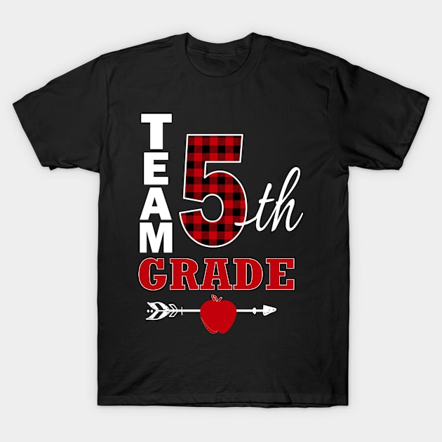 Team Fifth Grade Lumberjack Plaid Teacher Student School T-Shirt by Kimmicsts